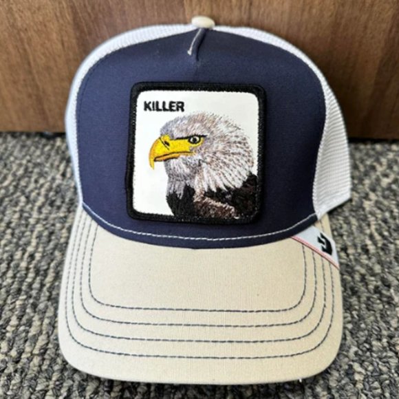 Goorin Animal Farm Trucker Baseball Snapback Hat Cap Blue Killer Eagle